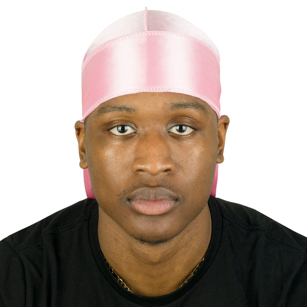 Roman-T Premium Silky Satin Durag - Headwrap with Long & Wide Tails - PInk