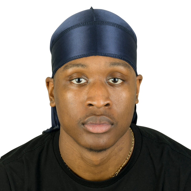 Roman-T Premium Silky Satin Durag - Headwrap with Long & Wide Tails - Nevy