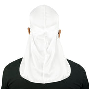 Roman-T Premium Silky Satin Durag - Headwrap with Long & Wide Tails - White