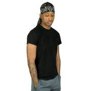 Roman-T Premium Silky Satin Durag - Headwrap with Long & Wide Tails - Black Paisley