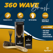 Roman-T Medium Hard 360 Wave Brush with handle - Gold