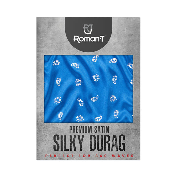 Roman-T Premium Silky Satin Durag - Headwrap - Long, Wide Tails