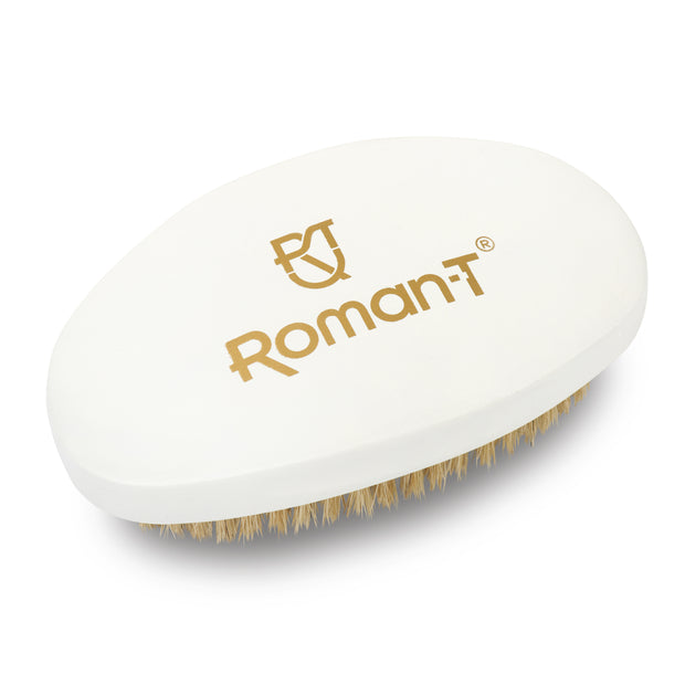 Roman-T Soft 360 Wave Brush with Contoured Wood Base - White