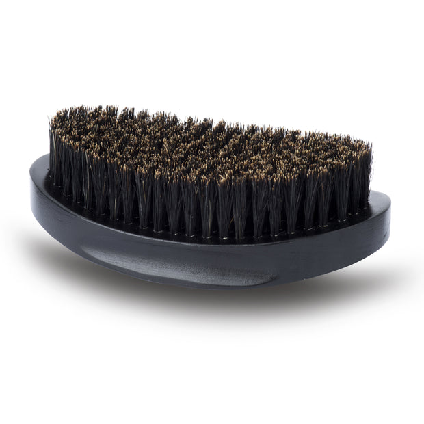 Roman-T Medium Soft 360 Wave Brush with Contoured Wood Base - Black