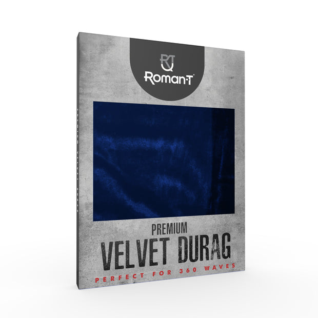 Roman-T Premium Velvet Durag - Long and Wide Tails - Blue